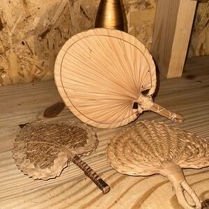 Vintage Hand Woven BOHO palm leaf wall decor set